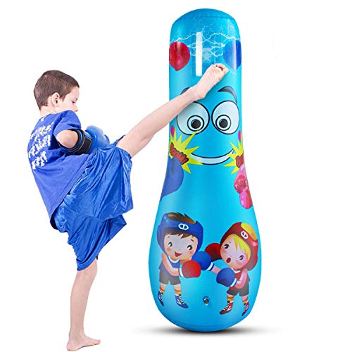 Rehomy aufblasbarer Boxsack für Kinder, 47 Zoll freistehende Box-Zieltasche, Fitness Punch Tower Speed Bag für Bewegung und Stressabbau von Rehomy