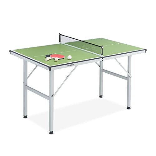 Relaxdays Tischtennisplatte, klappbarer Midsize Tischtennistisch, Indoor, zum Mitnehmen, HxBxT: 71 x 76 x 125 cm, grün von Relaxdays