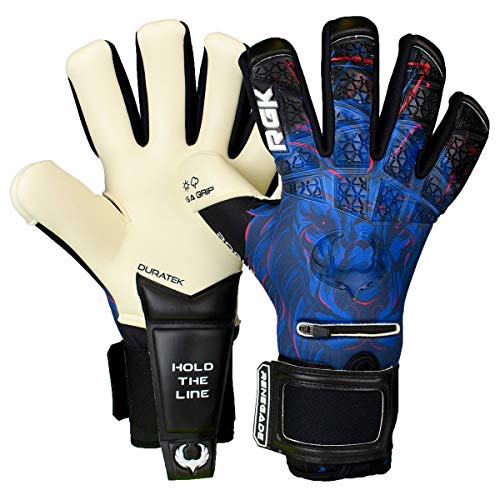 Renegade GK Limited Edition Rogue Guardian Goalie Gloves with Pro-Tek Fingersaves | 4mm Giga Grip & Neoprene | Black & Blue Football Goalkeeper Gloves (Size 9, Youth-Adult, Negative Cut, Level 4+) von Renegade GK