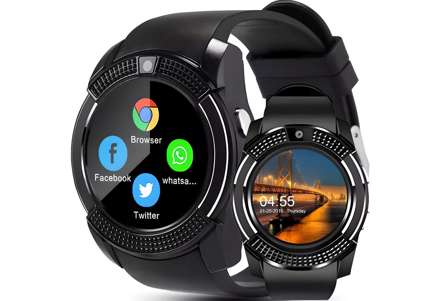 Retoo Bluetooth Smartwatch Armband 45mm Sport Band Armbanduhr Fitness Herren Smartwatch Set, Barometer, Beschleunigungssensor, Fitness Tracker, Wasserdicht von Retoo