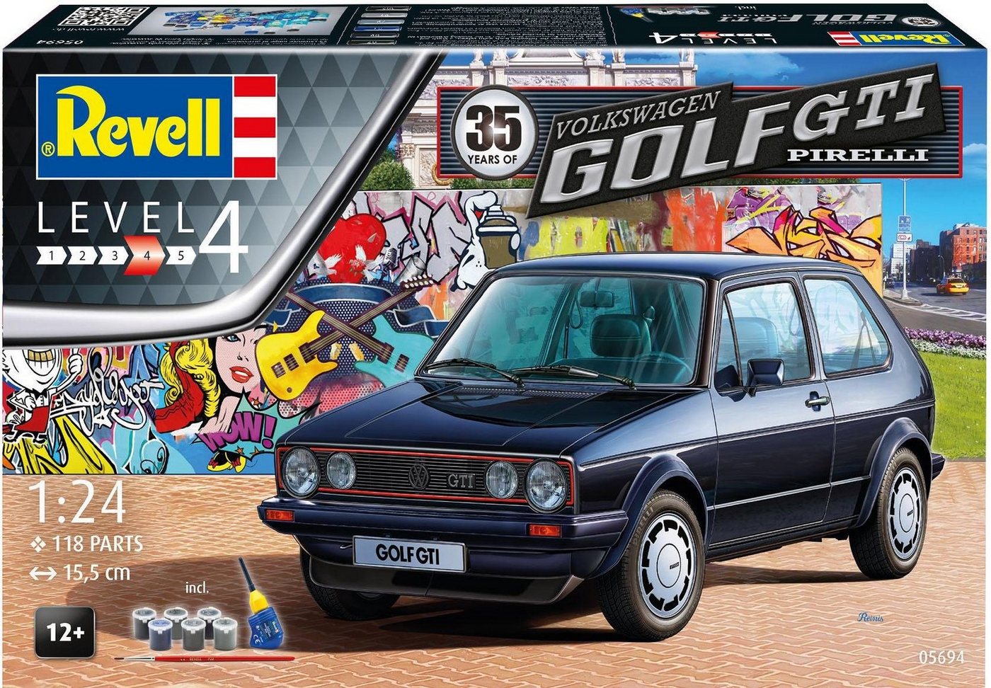 Revell® Modellbausatz Model Set 35 Jahre VW Golf GTI Pirelli, Maßstab 1:24, (Set), Made in Europe von Revell®