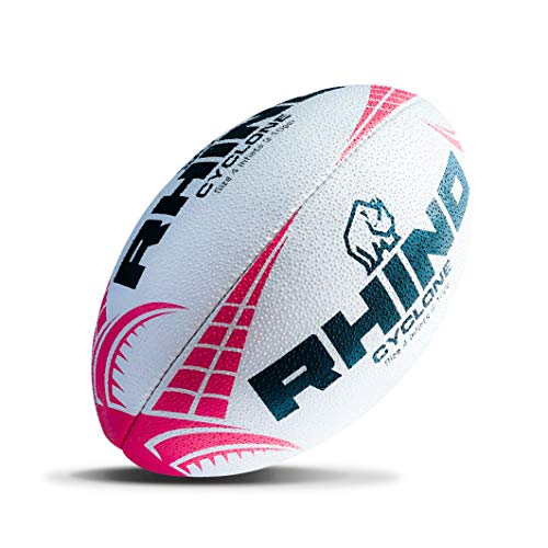 Rhino Unisex Cyclone Rugbyball, Weiß/Rot, 5 von Rhino