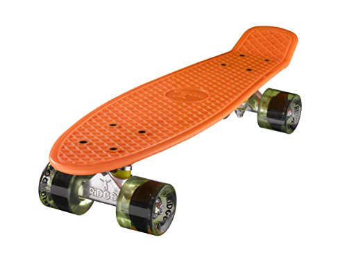 Ridge 22" Mini Cruiser Board Retro Skateboard, komplett ausgerüstet, in orange, völlig in der EU entworfen und hergestellt von Ridge