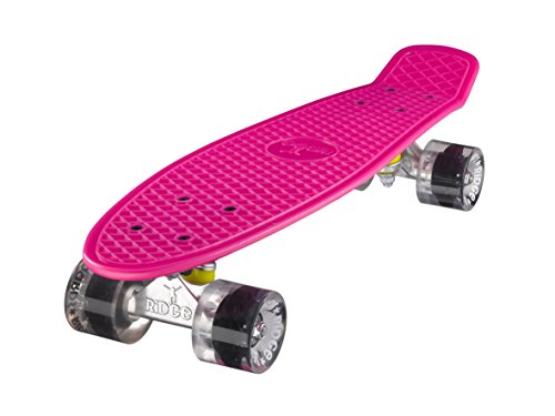 Ridge Retro Skateboard Mini Cruiser, rosa/klar, 22 Zoll von Ridge