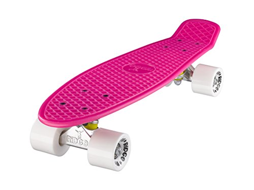 Ridge Retro Skateboard Mini Cruiser, rosa/weiß, 22 Zoll, 4X-VV54-PW52 von Ridge