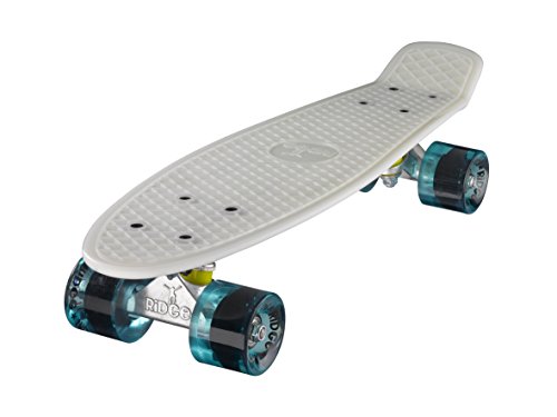Ridge Skateboard Serie Mini Cruiser Board Komplett Fertig Montiert, Glow White/Clear Blue, 55cm, 0786471336823 von Ridge