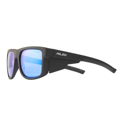 Riley Navigator Stylische Schutzbrille, UV-Schutz, Aufprallschutz und Anti-Beschlag-Sonnenbrille, Arbeitsschutzbrille, entspricht UKCA, UKNI, CE EN166 (Ice Revo Linse) von Riley