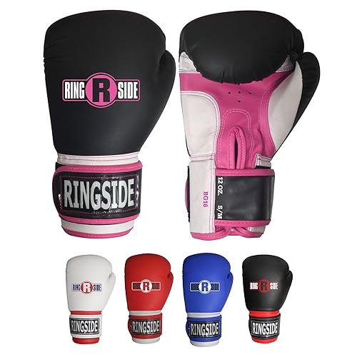 Ringside Pro Style Boxhandschuhe für Kickboxen, Muay Thai, Gel, Sparring, Boxsack, Boxhandschuhe, Größe S/M, Schwarz/Pink von Ringside