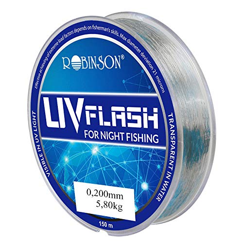 Robinson Angelschnur UV Flash monofile Spule 150m für Nachtangeln (0,200mm/5,80kg) von Robinson
