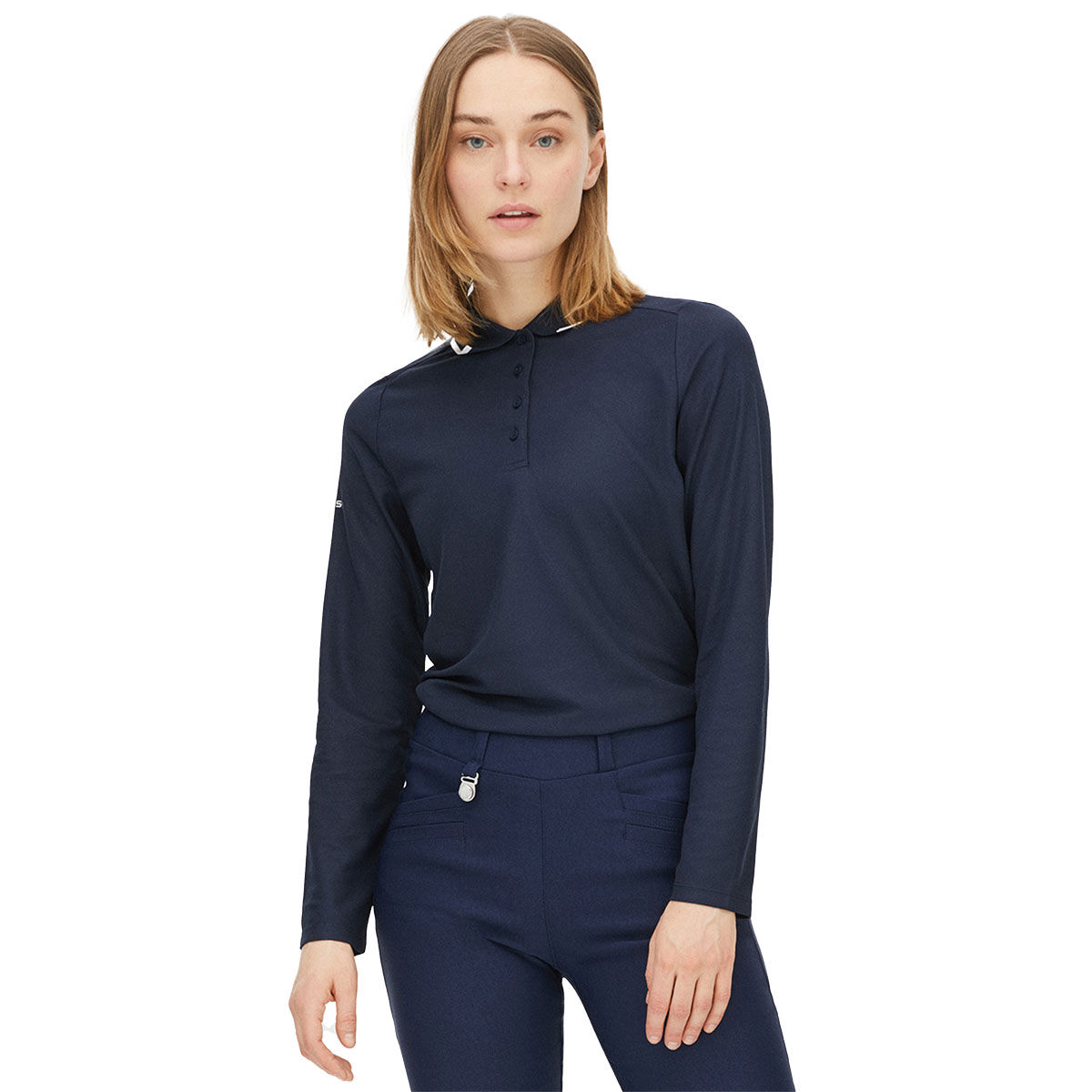 Röhnisch Womens Miriam Long Sleeve Golf Polo Shirt, Female, Navy blue, Large | American Golf von Röhnisch
