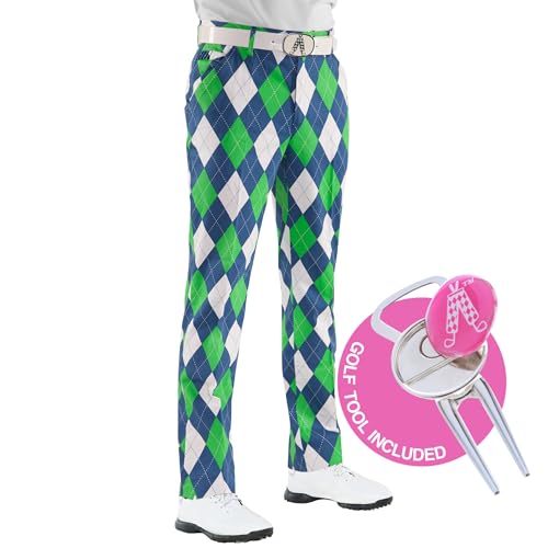 ROYAL & AWESOME HERREN-GOLFHOSE, Mehrfarbig (Blues on the Green), W34/L34 von Royal & Awesome