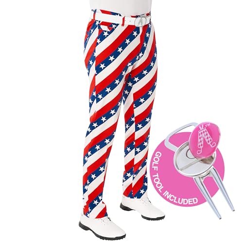 ROYAL & AWESOME HERREN-GOLFHOSE, Mehrfarbig (Pars and Stripes), W36/L32 von Royal & Awesome