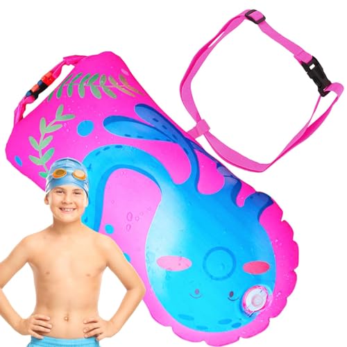 Schwimmboje für offene Gewässer, Schwimmboje | Gut sichtbarer Schwimm-Sicherheitsschwimmer | 28L aufblasbarer Packsack mit verstellbarem Hüftgurt, trockener Driftsack für sicheres Training und Rennen von Ruhnjyg