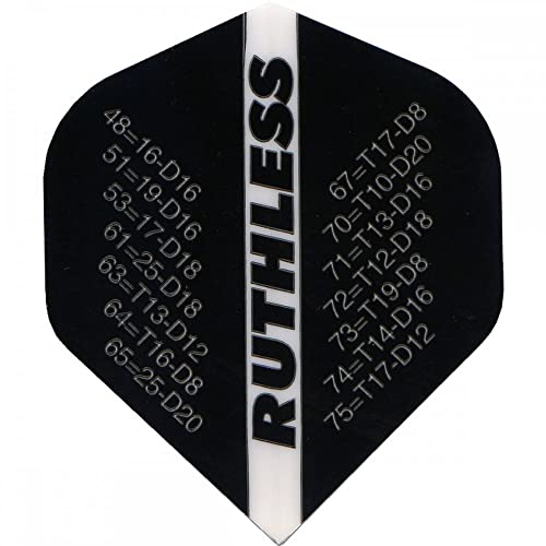 Ruthless Checkouts Dart-Flights | 100 Mikron Standard Nr. 2 | Schwarz, 3 Stück von Ruthless