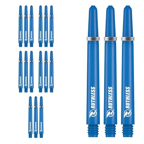 Ruthless Deflectagrip Dart-Schäfte | Langlebige Nylon-Schäfte mit Federn in mittlerer Länge, 49 mm, blau, 5 Sets (5XS1571) von Ruthless