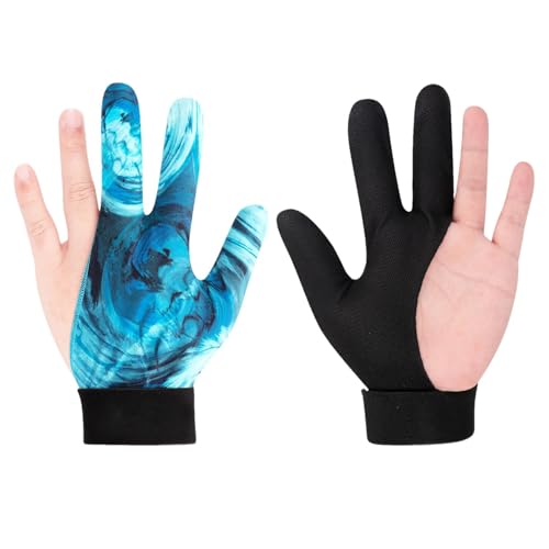 Ruwshuuk Billard-Pool-Handschuhe,DREI-Finger-Handschuhe,3-Finger-Poolhandschuhe für Billardschützen | rutschfest, hochelastisch, einstellbare Enge für Karambolsportarten, passend für die rechte oder von Ruwshuuk