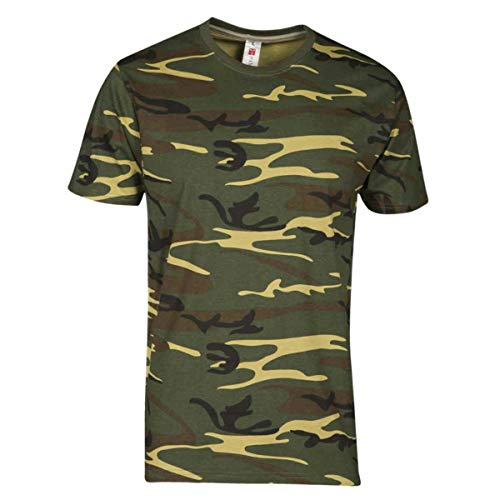 S.B.J - Sportland Kids Camouflage Shirt Classic Army Style T-Shirt für Kinder Kurzarm in Tarnfarbe grün, Gr. 164/170 von S.B.J - Sportland