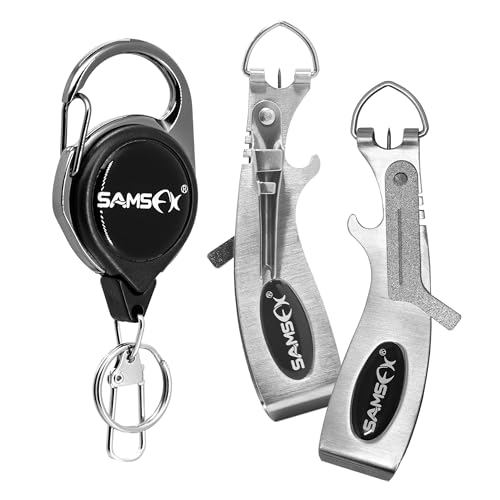 SAMSFX Angelknoten-Bindewerkzeug, Fliegenfischer, Quick Knot Tying Tool, Mono Schnur Clippper, 2PCS in Pack (6 in 1 Silver Knot Tool, 4.0") von SAMSFX