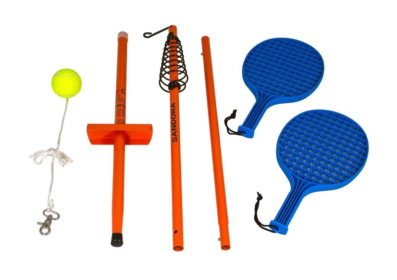 SANDORA Spielzeug-Gartenset Sandora 25010 oder 25020 Circletennis - Twistball - 3-teilig blau/rot oder orange/blau, (Set, 3-tlg), Set mit 2 PP Kunststoffschläger Maße: 36 x 18,5 cm, 1 Twistball an Schnur von SANDORA
