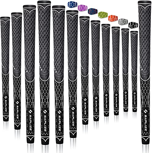 SAPLIZE 13 Golfgriffe, mittelgroß, Multi-Compound Hybrid Golfschlägergriffe, Farbe Schwarz von SAPLIZE