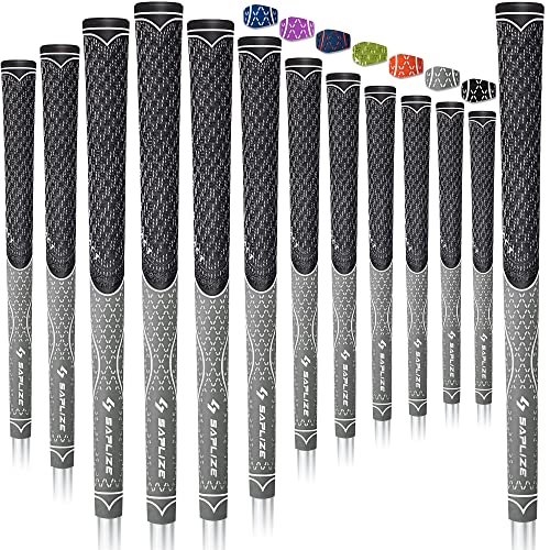 SAPLIZE 13 Golfgriffe, mittelgroße Hybrid-Golfschlägergriffe mit mehreren Verbindungen, graue Farbe von SAPLIZE