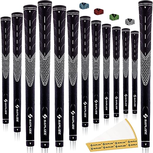 SAPLIZE 13 Golfgriffe mit 15 Bändern, rutschfeste Gummi-Golfschlägergriffe, mittelgroß, Weiß von SAPLIZE
