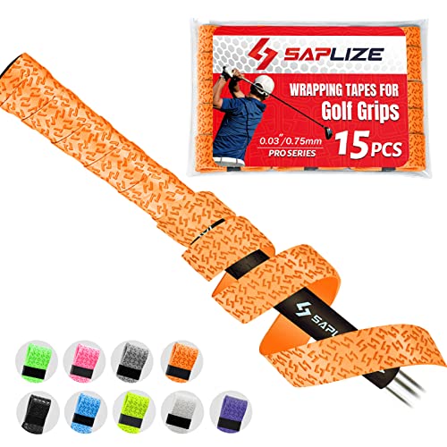 SAPLIZE Golf Grip Wrapping Tapes, 15 Stück klebrige PU-Overgrip-Tapes, neue Regripping Lösung für Golfschlägergriffe, Orange von SAPLIZE