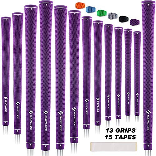 SAPLIZE Golfgriffe, 13 Stück, mittelgroß, inklusive gratis 15 Bänder, Gummi-Golfschlägergriffe, Violett (ESG2-CC02-PPMD13@#A01) von SAPLIZE