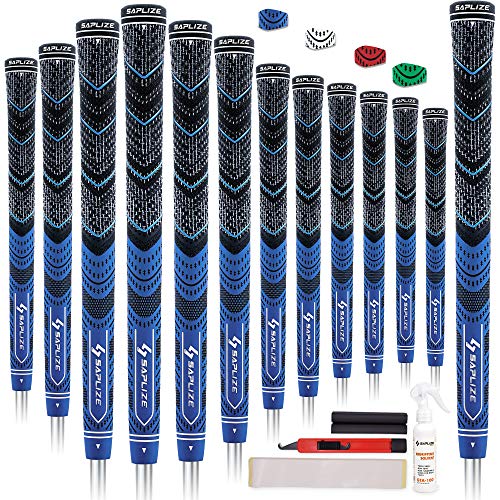 SAPLIZE Golf Grips Set mit 13 mittelgroßen kompletten Regripping-Kits Allwetter-Compound-Hybridgummi-Golfschlägergriffe Blau von SAPLIZE