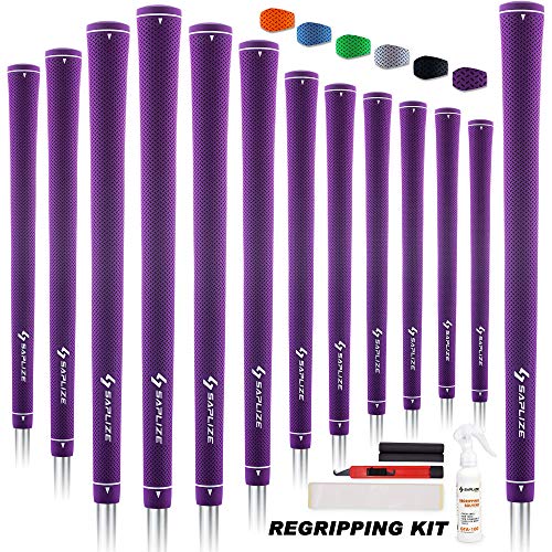 SAPLIZE Golfgriffe, 13er-Set mit komplettem Regripping-Kit, Standardgröße, Golfschlägergriffe aus Gummi, violett von SAPLIZE
