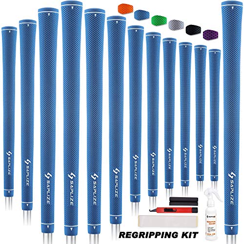 SAPLIZE Golfgriffe, 13er-Set mit komplettem Umrüstsatz, Standardgröße, Golfschlägergriff aus Gummi, Blau von SAPLIZE