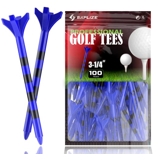 SAPLIZE Kunststoff Golf Tees 100 Stück 83mm Reduzierte Reibung & Side Spin 4 Zinken Kunststoff Tees, Blaue Farbe von SAPLIZE