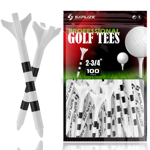 SAPLIZE Kunststoff Golf Tees100 Stück 70mm Reduzierte Reibung & Side Spin 4 Zinken Kunststoff Tees, Farbe Weiß von SAPLIZE