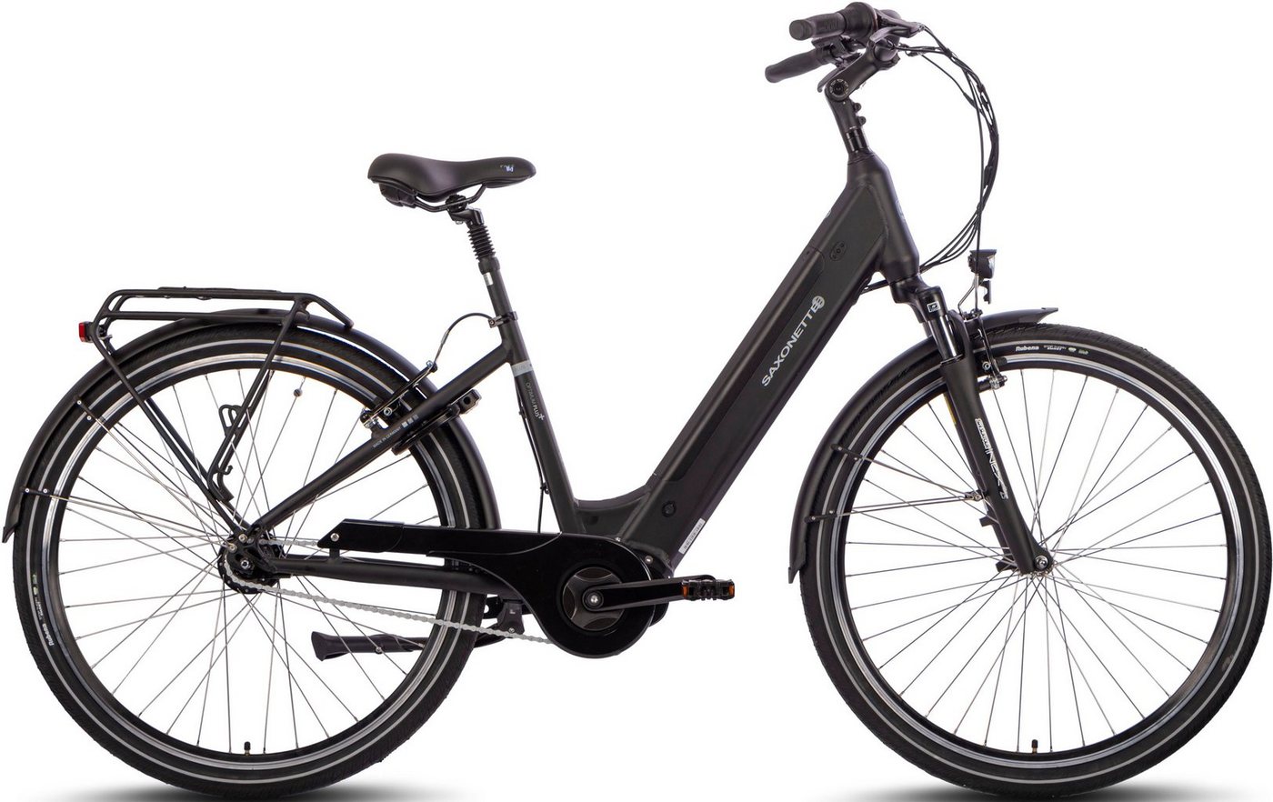 SAXONETTE E-Bike Optimum Plus, 7 Gang, Nabenschaltung, Mittelmotor, 418 Wh Akku, E-Bike Citybike, integriertes Rahmenschloss von SAXONETTE