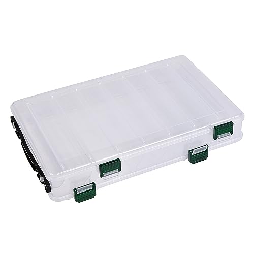 Transparente Angelköder-Aufbewahrungsbox, doppelseitig, tragbarer Behälter mit 14 Fächern zur Aufbewahrung von Köderschnüren(Groß) von SEIWEI