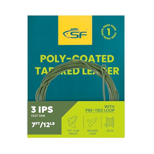 SF Fliegenfischen Poly-Coated Leaders Monofilament Core Fliegenvorfach für Forelle Sinkendes IPS3#Dunkelgrün 7FT von SF