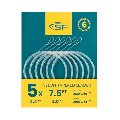 SF Vorgebundene Schlaufe zum Fliegenfischen Tapered Vorfach Nylon (6 Packungen) 7.5FT 5X von SF