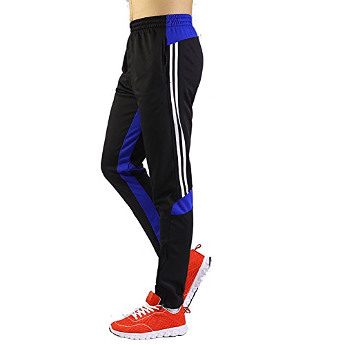 SHINESTONE Herren Sportler-Sweatpants Sporthose Jogger Training Track Fitness Casual Pants mit Reißverschlusstaschen und Knöchel-Reißverschluss für Outdoor und Multi-Sport(6603-Schwarz/Blau, XL) von SHINESTONE