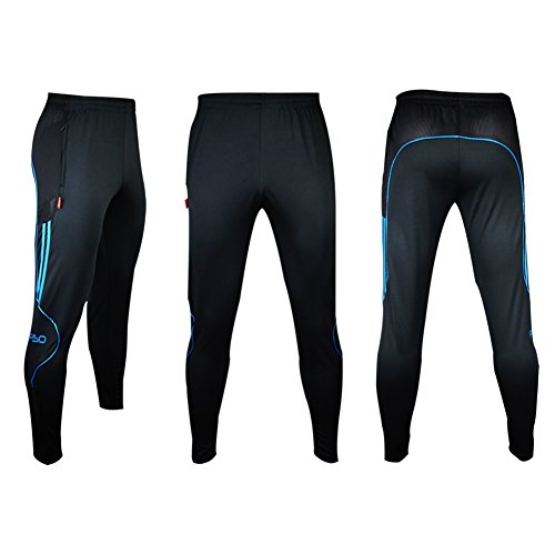 SHINESTONE Herren Sportler-Sweatpants Sporthose Jogger Training Track Fitness Casual Pants mit Reißverschlusstaschen und Knöchel-Reißverschluss für Outdoor und Multi-Sport(6604-Schwarz/Blau, M) von SHINESTONE