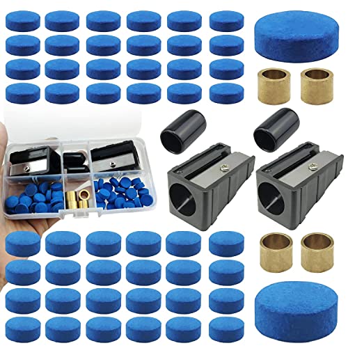 SHUIYUE Snooker Queue Spitze, Ersatz Queuespitzen, Snooker Queue Spitzen Ersatz, Tragbarer Queuespitzen Trimmer, Replacement with Storage Box, Billiard Cue Tips, for Pool Cues and Snooker, Blue von SHUIYUE