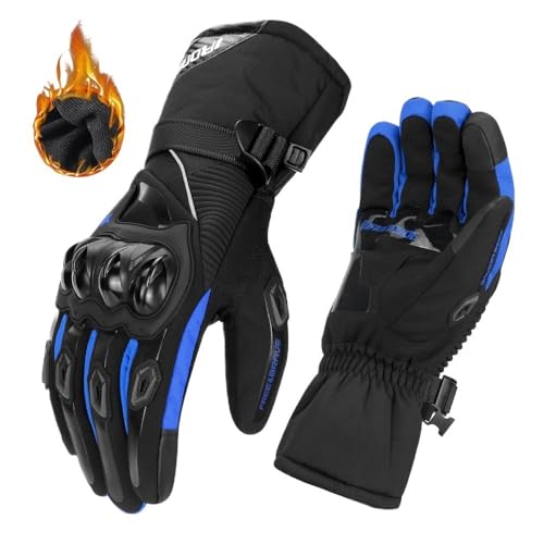 Moped Handschuhe Motorradhandschuhe, Winddicht, wasserdicht, Herren, Motorrad-Reithandschuhe, Touchscreen, Moto-Motocross-Handschuhe, Winter Motorradhandschuhe Damen (Color : WN-01 Blue Gloves, Size von SHuuL