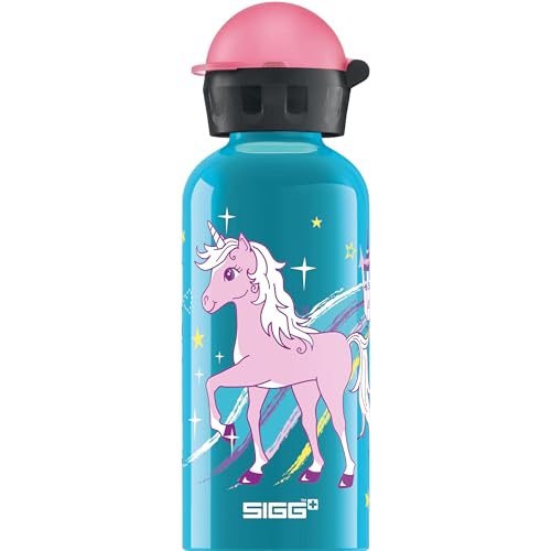 SIGG - Alu Trinkflasche Kinder - KBT Bella Unicorn - Auslaufsicher - Federleicht - BPA-frei - Klimaneutral Zertifiziert - Hellblau - 0,4L von SIGG
