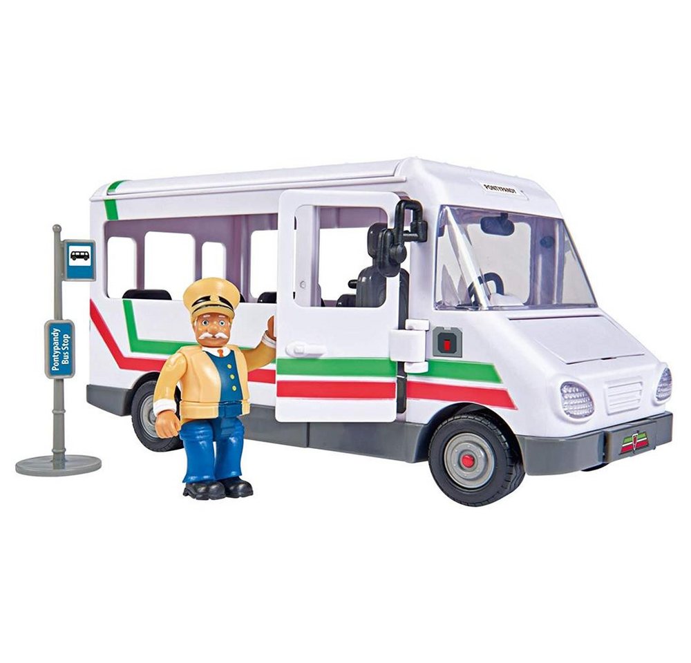 SIMBA Spielzeug-Bus Feuerwehrmann Sam Trevors Bus, mit Spielfigur, Crashfunktion, Türen und Dach zum Öffnen von SIMBA