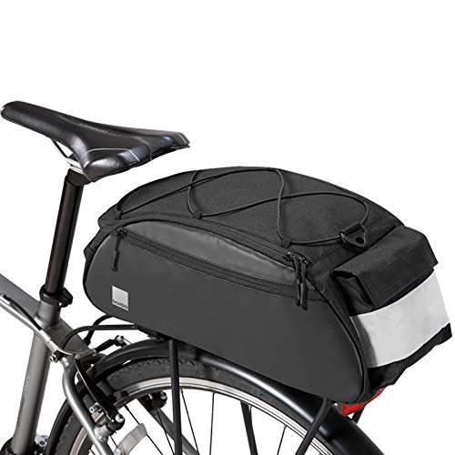 SIVENKE Fahrradtasche Packtasche Gepäckträgertasche 10L mit Schultergurt und Regenhülle Schwarz von SIVENKE