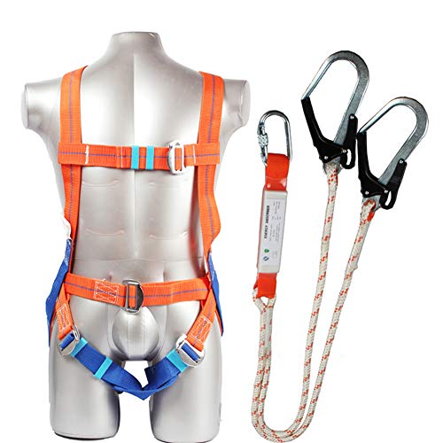 SJASD Safety Absturzsicherung,Arbeitsschutzausrüstung,5-Punkt-Ganzkörper-Doppelhaken Mit Gepolstertem Sicherheitsgurt von SJASD