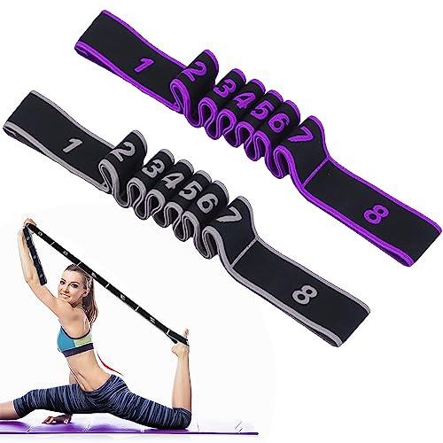 2 Stück Widerstandsbänder mit Schlaufen Fitnessbänder Yoga Stretch Gurt Trainingbänder Hochelastisches Textilmaterial Übungsband für Fitness, Yoga, Tanztraining von SKIWAX