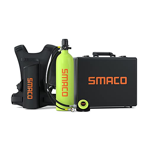 SMACO Mini Tauchflasche 2L Sauerstoffflasche Tauchen Mini Taucherflasche Mit 25 Bis 30 Minuten Tauchen Sauerstofftank Taucher Set Tauchausrüstung Tragbare S700 Plus von SMACO