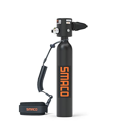 SMACO S300Plus Mini Tauchflasche Sauerstoffflasche 0.5L Taucherflasche zum Mit 15 Bis 20 Minuten Tauchen Sauerstofftank Taucher Set Tauchausrüstung Tragbare Taucher ausrüstung D Black von SMACO