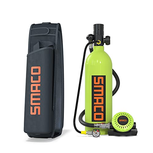 SMACO Tauchflasche Zum Sporttauchen S400Pro Tauchen Sauerstofftank mit 1L Kapazität Unterstützen Sie 15-20 Mins Unterwasseratmung (Nicht Mehr als 30m) Neue Generation Unterwasseratemgerät, Grün von SMACO