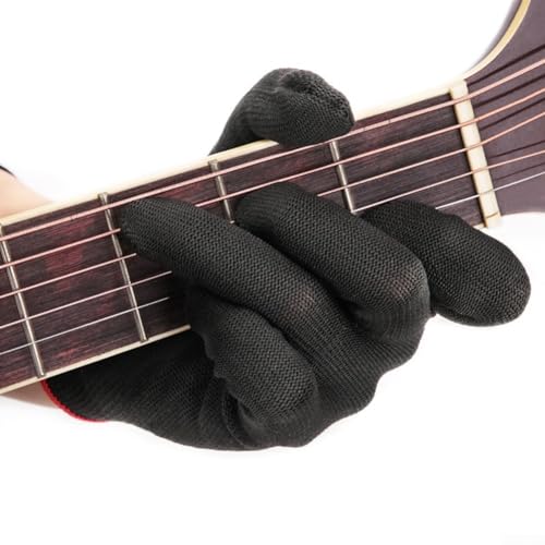 SMZhomeone Linkshänder-Gitarrenhandschuhe mit schmerzfreiem Fingerschutz, Musiker-Bass-Handschuh (Größe M) von SMZhomeone